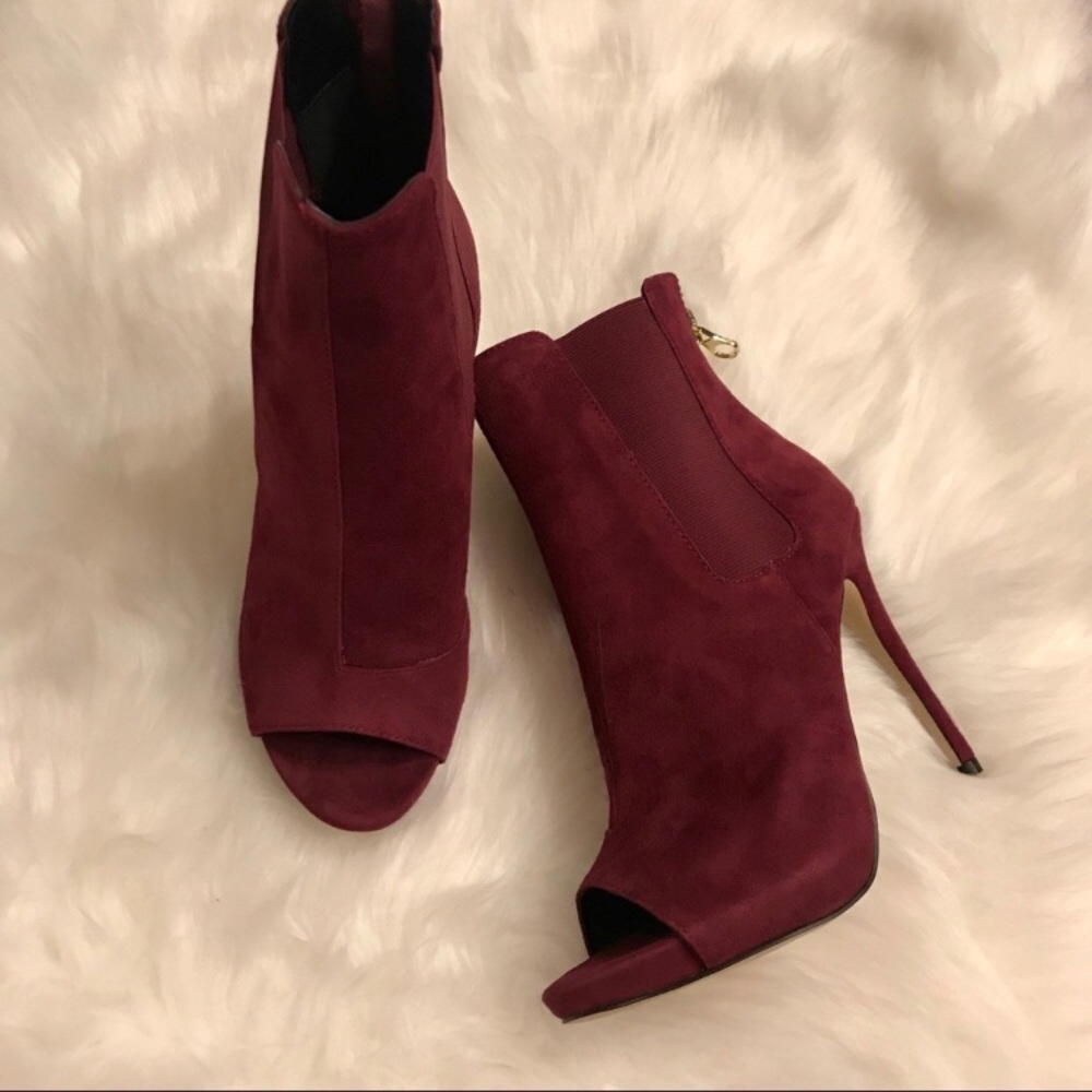 Suede wine booties